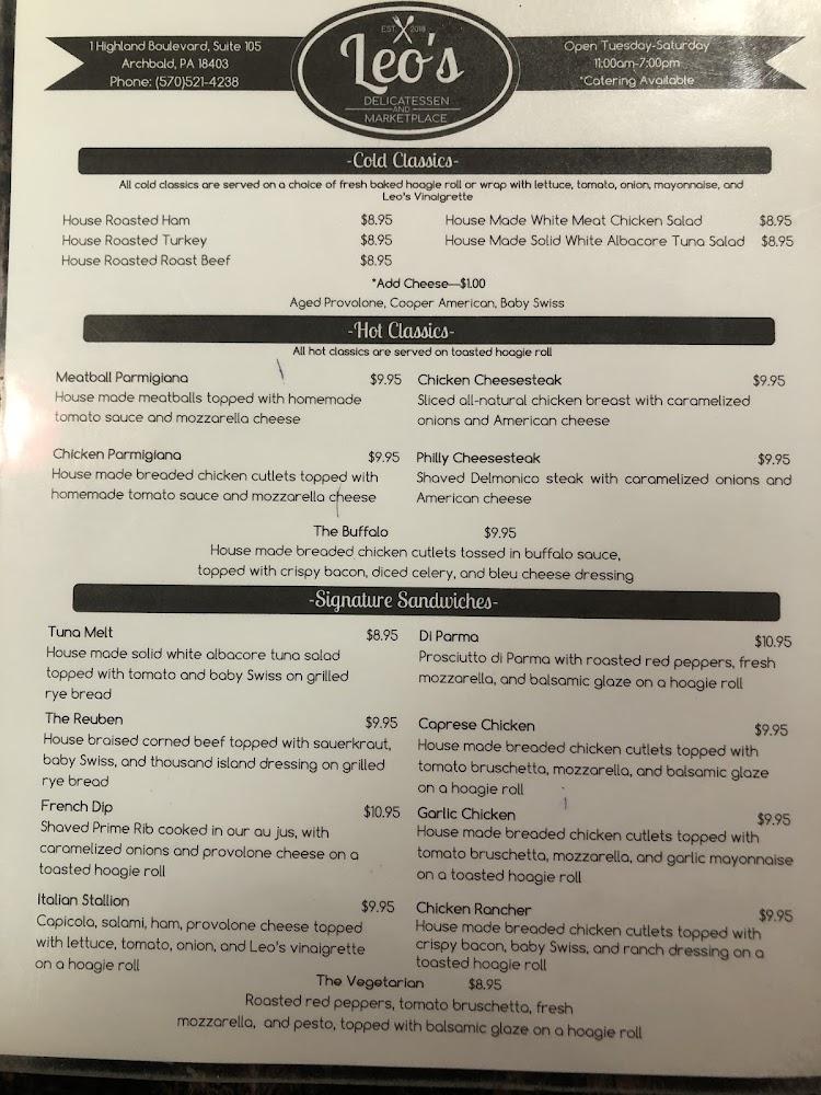 Leo's Delicatessen and Marketplace Menu image 2